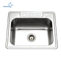 Aquacúbica Top Mount Cocina profunda de acero inoxidable Barra de 25 pulgadas o fregadero de cocina